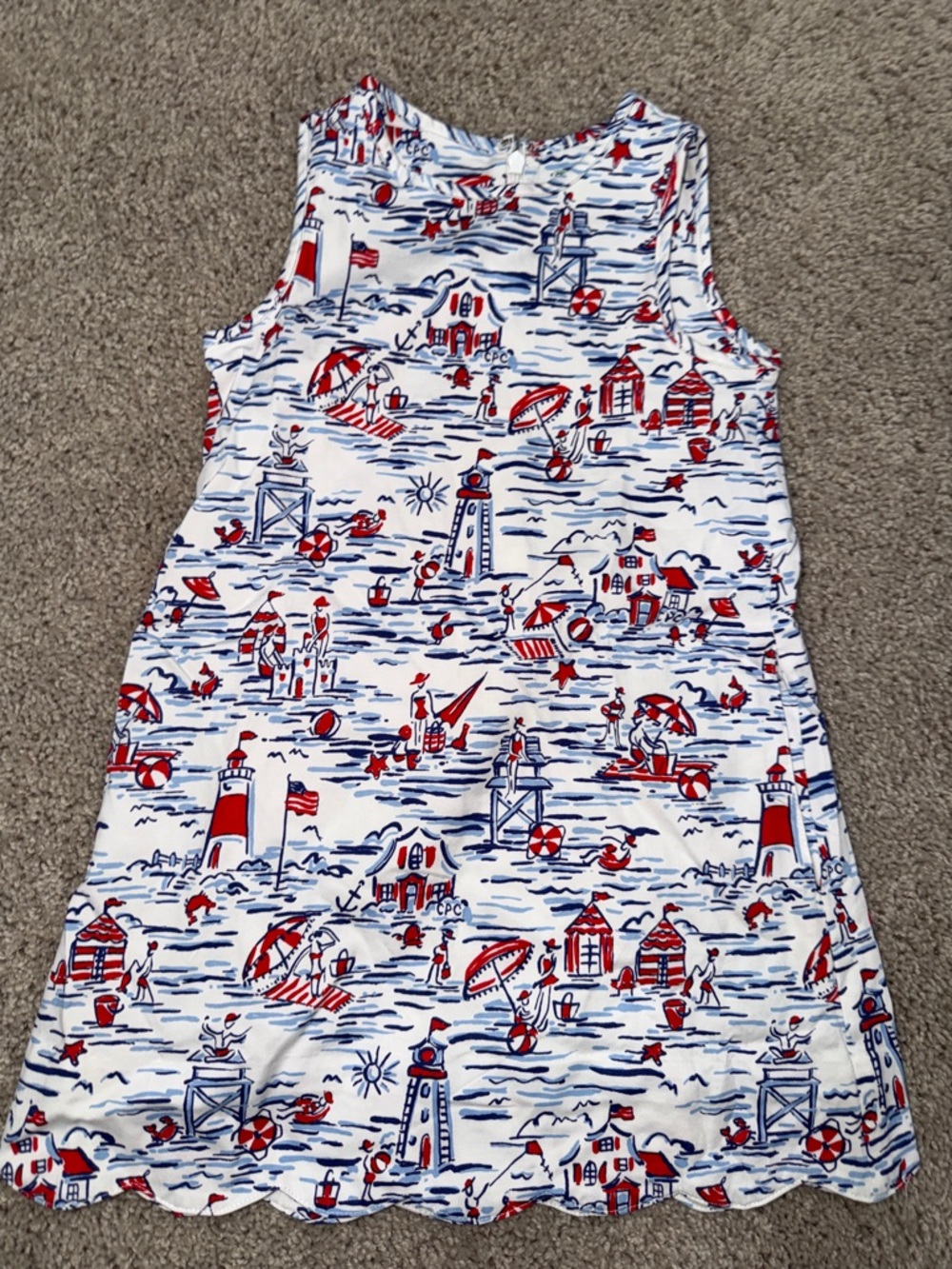 Girls' Nautical Red & Blue Sleeveless Casual Dress